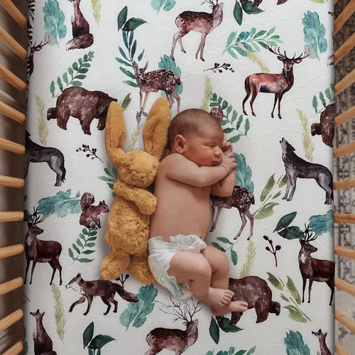 Miniatura 11 de Sábana ajustada suave para cuna, sábana elástica y transpirable para cuna para niños y niñas, se adapta a colchones estándar de cuna y niños