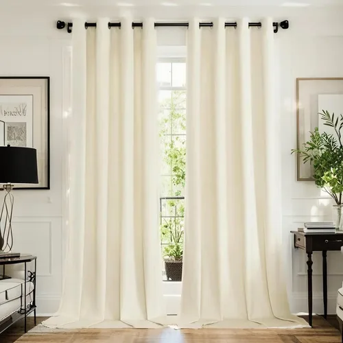 Miniatura 29 de SMILETIME - Cortinas de terciopelo blanco con bolsillo para barra, aisladas térmicamente, suaves, con filtro de luz y privacidad, para dormitorio