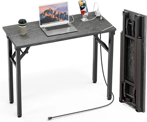 Miniatura 18 de TEMI Mesa de Computadora Pequeña Mesa Plegable - Escritorio de Oficina Plegable de 35.8", Sin Ensamblaje, Perfecto para Espacios Pequeños