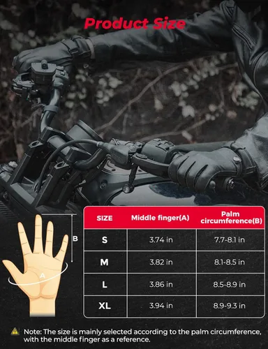 Miniatura 6 de KEMIMOTO Sheepskin Leather Driving Motorcycle Gloves for Men Women All Fingers Touchscreen Texting Riding Winter Dress Black Cashmere Lined Gloves