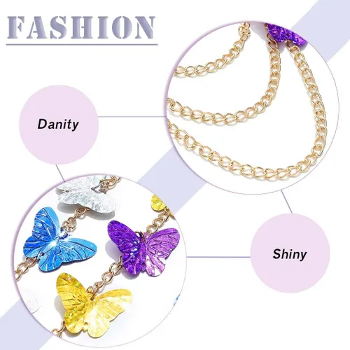 Miniatura 5 de Cadena de cuerpo con borlas y lentejuelas, falda de mariposa dorada colorida en capas, para fiesta en la playa, accesorios ajustables