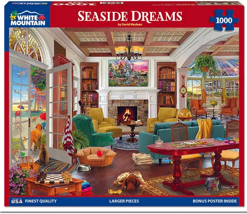 Miniatura 2 de White Mountain - Sueños junto al mar, rompecabezas de 1000 piezas, rompecabezas de casa de playa