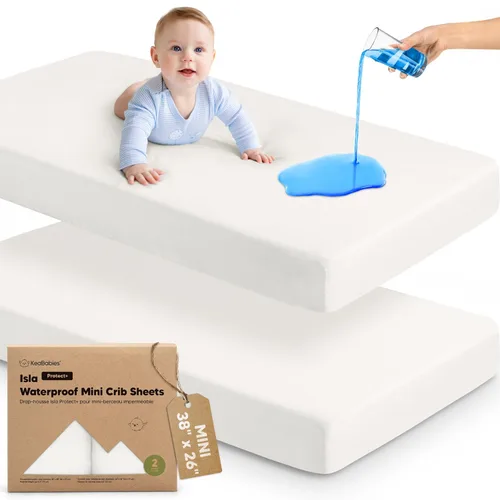 Miniatura 29 de Sábanas ajustadas para Pack and Play - Paquete de 2 sábanas mini para cuna para Pack N Play, colchón 38x26, ropa de cama suave y acogedora