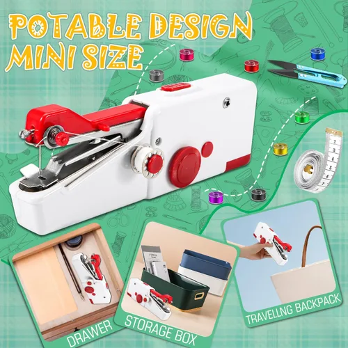 Miniatura 2 de Nupec Máquina de coser de mano, mini máquina de coser de mano portátil inalámbrica para principiantes, hogar y viajes, reparaciones rápidas