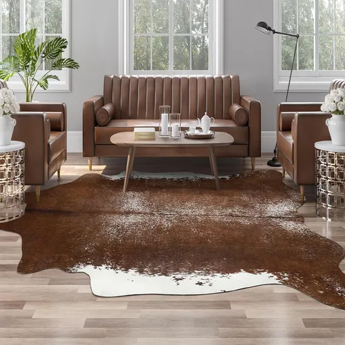 Miniatura 20 de Alfombra de piel de vaca sintética AROGAN, alfombra premium con estampado de vaca para decoración occidental boho, piel de vaca para dormitorio