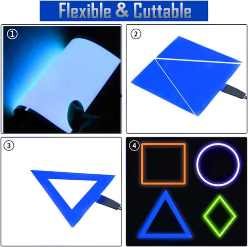 Miniatura 2 de El Panel de luz – 2 piezas 3.9 x 3.9 in DIY Electroluminiscente Cuttable Máscara Iluminación de Ojos DIY Cosplay Fiesta Decoración Azul