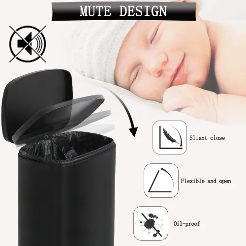 Miniatura 5 de Dkelincs Bote de basura de acero inoxidable de 13 galones con sensor de movimiento automático para cocina, bote de basura de alta capacidad sin