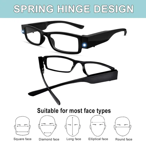 Miniatura 2 de Gafas de lectura con luces LED brillantes, lentes de lectura iluminadas, lupas con luz para hombres y mujeres, lupa iluminada, lentes de lectura