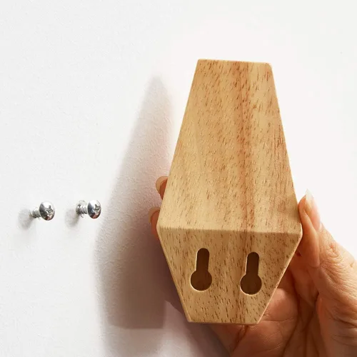 Miniatura 6 de Ganchos de pared de madera, paquete de 6 ganchos montados de madera rústica resistente para bata, perchero para sombreros, para colgar toallas