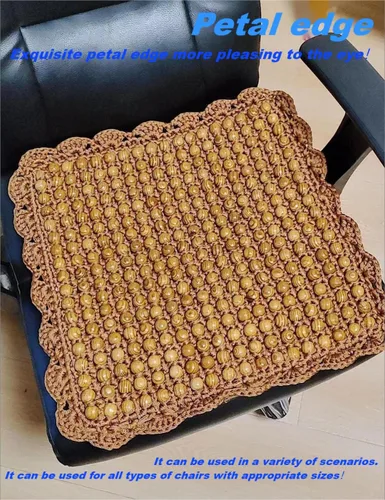 Miniatura 7 de Four Seasons - Cojín para asiento de automóvil con cuentas de madera de olivo natural, cómodo y fresco para masaje de verano (cuadrado) para camión