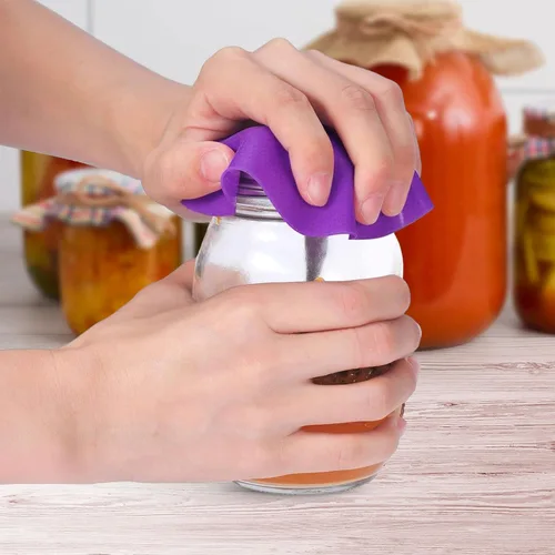 Miniatura 6 de Abridor de tarros de goma, 4 piezas para manos débiles, almohadilla de agarre de goma para personas mayores con artritis, posavasos de cocina