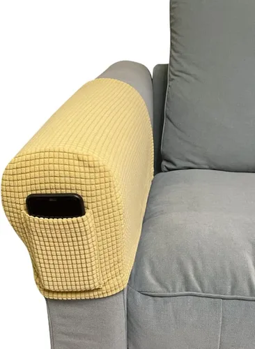 Miniatura 2 de SXNING Fundas para reposabrazos con bolsillo, paquete de 4 fundas elásticas para reposabrazos de sillón, tapas de poliéster suave para brazos, Gris