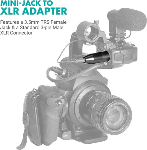 Miniatura 3 de Movo FXLR-PRO 0.138 in (TRS) Adaptador de micrófono hembra Mini-Jack a conector macho XLR de 3 pines con convertidor de alimentación Phantom