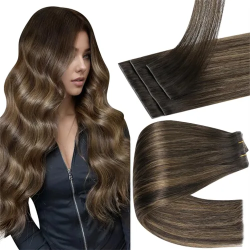 Miniatura 26 de Full Shine Invisi Edge - Extensiones de cabello con clip sin costuras, color negro azabache, cabello Remy inyectado de trama invisible para cabello