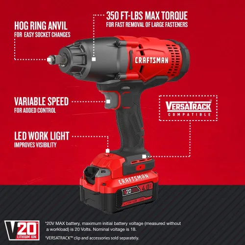 Miniatura 9 de CRAFTSMAN V20 - Pistola sacatuercas inalámbrica (CMCF900M1)
