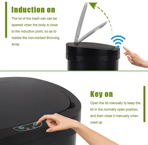 Miniatura 4 de Basurero de cocina de 13.2 galones con sistema de control de olores, cubo de basura automático con sensor de movimiento táctil con tapa, cubo