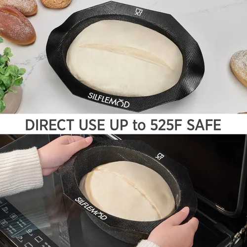 Miniatura 3 de Molde de silicona para hornear pan de masa madre peforada – Eslinga de pan de silicona ovalada perfecta para horno holandés – Revestimiento de olla