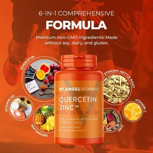 Miniatura 8 de Mt. Angel Vitamins - Quercetina de zinc con suplemento de bromelina - Apoyo inmunológico y salud respiratoria - Cápsulas de quercetina de 500 mg