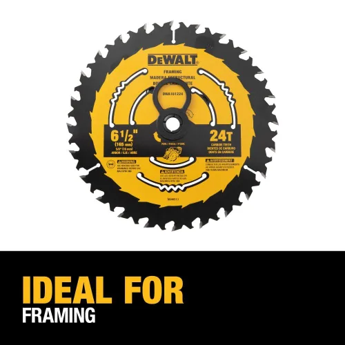 Miniatura 5 de DEWALT Hoja de sierra circular, 6 1/2 pulgadas, 24 dientes, para estructura (DWA161224)