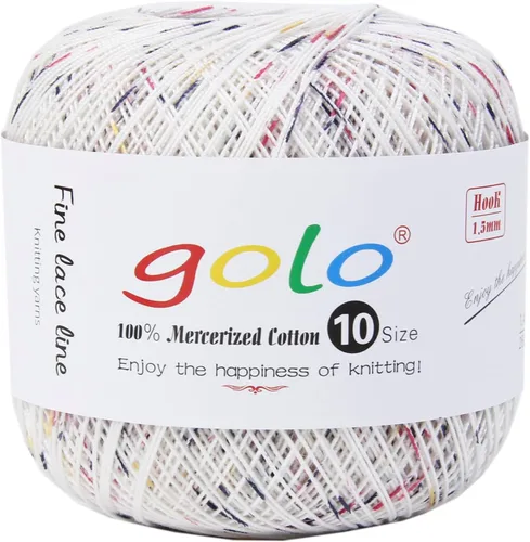 Miniatura 53 de Golo - Bolas de hilo para crochet de algodón tamaño 10, color algodón para crochet D-Fresa D078-fresa