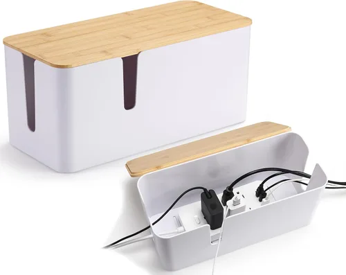 Miniatura 7 de ZhiYo Caja organizadora de cables negra, paquete de 2 cajas organizadoras de cables, tamaño extra grande y mediano, caja oculta para ocultar