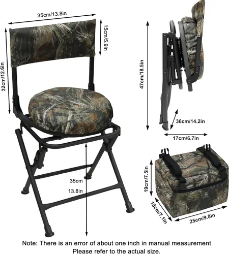 Miniatura 3 de MDSTOP Silla de caza giratoria de 360 grados para refugios de caza, asiento de caza plegable, silla de pesca, ligera, portátil, cojín acolchado