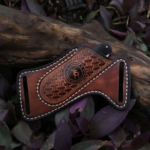 Miniatura 3 de Funda de cuero para cuchillo plegable con bolsillo para cinturón, soporte compacto para cuchillos, portador de herramientas EDC 3mm thick leather