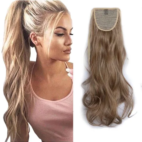 Miniatura 15 de Extensión de cabello sintético rizado con clip, cola de caballo larga, con clip, para niñas, mujeres y mujeres