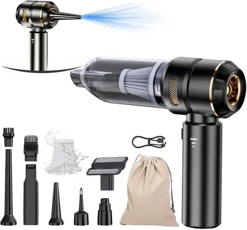 Miniatura 9 de houscly Mini Aspiradora Portátil Inalámbrica Plegable de 20000PA de Alta Potencia, Plumero Comprimido y Soplador de Aire y Bomba 4 en 1, Aspiradora