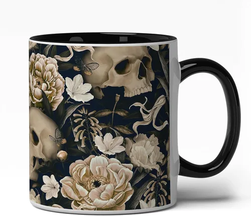 GotPrint Tazas de calabaza con temática de calavera oscura de Halloween, taza de café de cerámica, regalos de Halloween para mujeres, hombres,