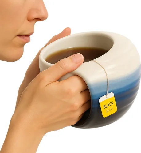 Miniatura 16 de Taza Calentadora de Manos, Cerámica de Cerámica Hecha a Mano y Pintada a Mano - El Bolsillo Contorneado Mantendrá el Calor de Tu Bebida Para