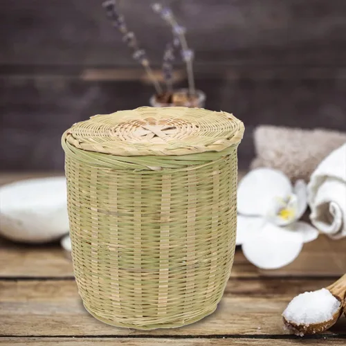Miniatura 7 de Zerodeko Cesta de almacenamiento tejida con tapa versátil organizador de cocina para verduras, juguetes y artículos diversos, decoración rústica