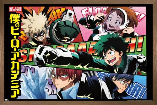 Miniatura 16 de Trends International My Hero Academia - Póster de pared de cómic, 14.72 x 22.37 pulgadas, versión enmarcada de madera de granero