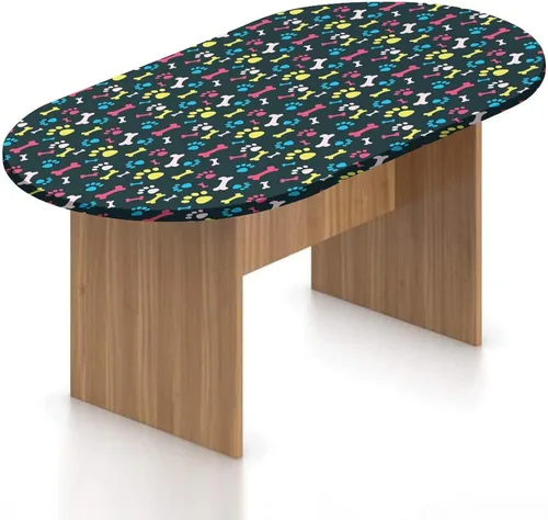 Miniatura 15 de Mantel ajustable ovalado de poliéster con borde elástico, para amantes de los perros, pastor austratliano con estampado de mastín italiano, se