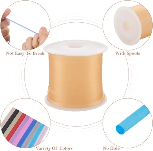 Miniatura 2 de FASHEWELRY 10 rollos de cordones de goma sin agujeros, cordón de peluquero para tejer de 0.079 pulgadas (0.079 in), tubos sólidos de silicona