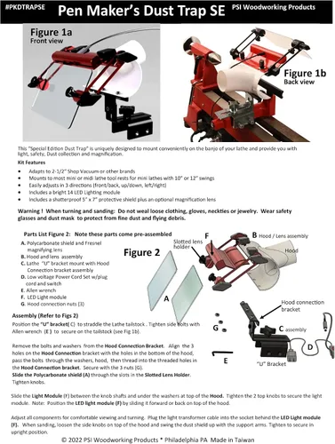 Miniatura 2 de PSI Woodworking Trampa de polvo para bolígrafos con luz y lupa