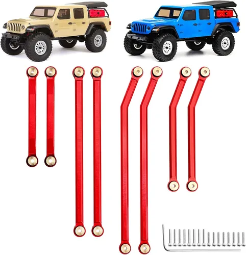 Hobbypark Actualizaciones de aluminio de alta liquidación de enlaces para Axial SCX24 Gladiator AXI00005 Actualizaciones 1/24 RC Crawler Car (rojo)
