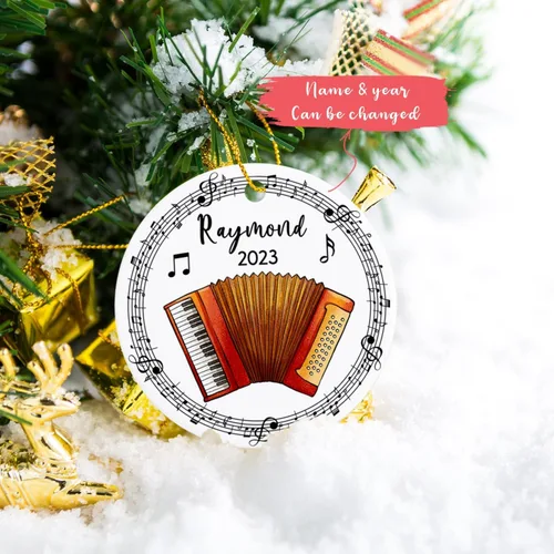 Miniatura 2 de Adorno de acordeón personalizado de Navidad, adorno de instrumento musical de acordeón para árbol de Navidad 2025, adorno de acordeón regalo