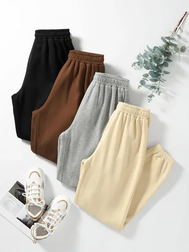 Miniatura 6 de SheIn Paquete de 4 pantalones deportivos de cintura elástica para mujer