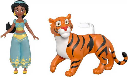 Miniatura 2 de Mattel Disney Princess Jasmine Muñeca pequeña y figura de tigre Rajah con asiento, de Mattel Disney Movie Aladdin