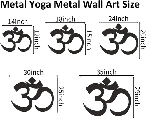 Miniatura 3 de Fayholy Arte de pared de metal, decoración de metal Om, decoración Namaste, símbolo de aum, arte de pared Om, decoración de estudio de yoga