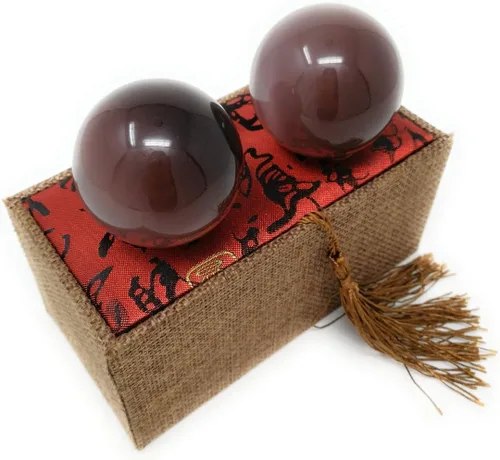 Miniatura 4 de Bolas de baoding de cuarzo con piedras preciosas artificiales de ojo de tigre para ejercicio de estrés chino (azul lago)