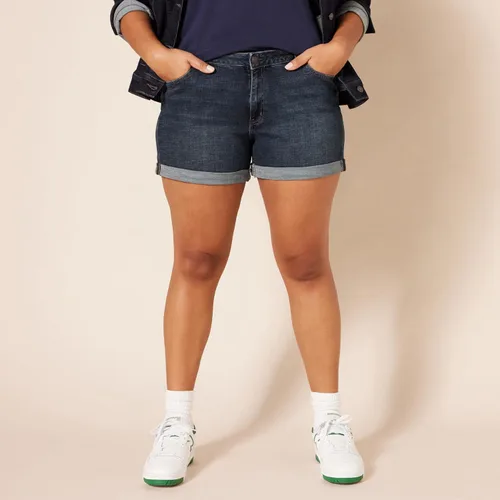 Miniatura 6 de Tienda Essentials Pantalones cortos de mezclilla ajustados de tiro medio de 4 pulgadas para mujer