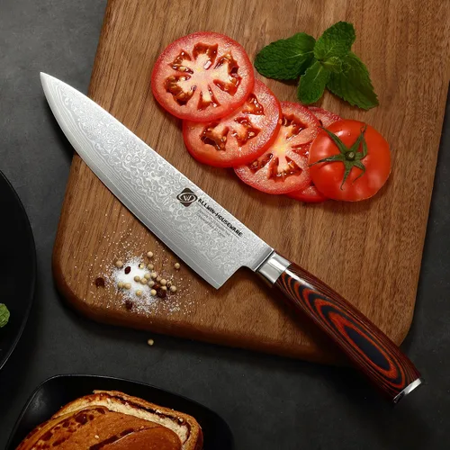 Miniatura 6 de Cuchillo de chef profesional de Damasco, 67 capas hecho a mano de 8 pulgadas, cuchillo de chef de Damasco, VG10 Super Steel Core