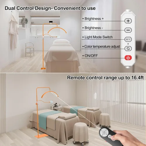 Miniatura 8 de AURELLE Half Moon Luz para Pestañas - Lámpara de Pie LED Ajustable para Pestañas con Lupa 4X y Soporte para Teléfono para Extensiones de Pestañas