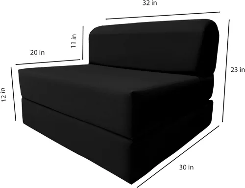 Miniatura 2 de D&D Futon Furniture. Cama plegable de espuma para silla, sofá estudio, colchón de espuma plegable para invitados (6 x 32 x 70 pulgadas, negro)