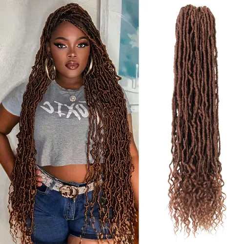 Miniatura 20 de BOHOBABE Rastas Falsas de Cabello de Ganchillo de 30 Pulgadas, Rastas Suaves Boho de Ganchillo con Puntas Rizadas, Rastas Largas de Diosa Bohemia