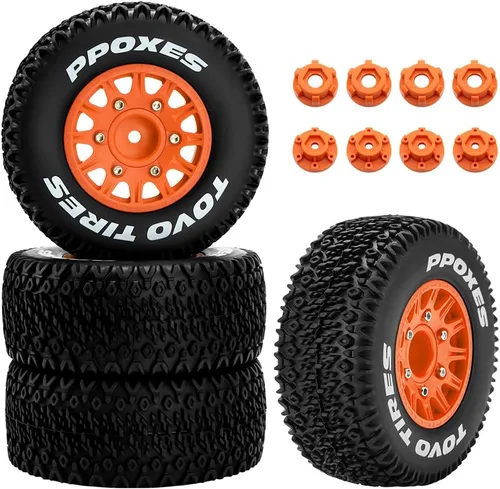 Miniatura 8 de GLOBACT Ruedas y neumáticos hexagonales RC de 0.472 in/0.551 in 1/10 RC para Arrma Senton Fury Slash Axial Losi Redcat Rc4wd Hex Reemplazo Negro