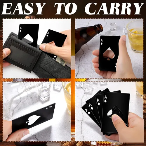 Miniatura 4 de Chumia Abridores de botellas de acero inoxidable para tarjetas de póquer, abrebotellas de cerveza Ace, para bodas, fiestas de cumpleaños, despedidas