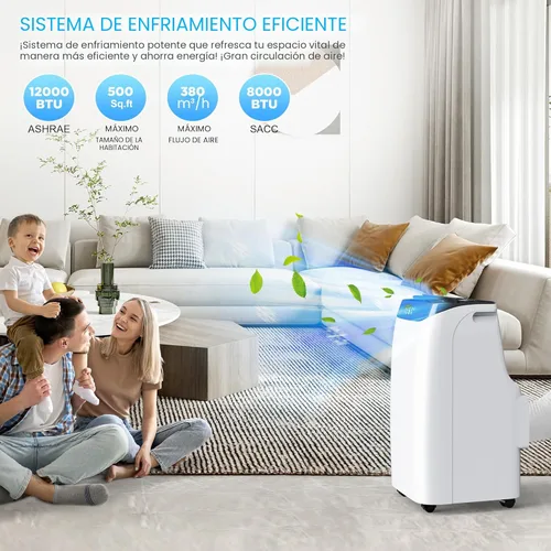 Miniatura 2 de Aire acondicionado portátil de 12000 BTU con control remoto, unidad de aire acondicionado de refrigeración independiente 3 en 1 con ventilador